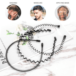 image-6Pcs Metal Hair Headband Wave Style Hoop Band Comb Sports Hairband Men