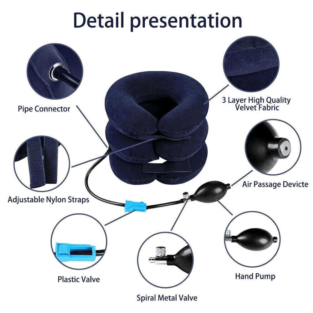 image-Cervical Neck Traction Device Collar Brace Support Pain Relief