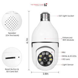 image-360° 1080P IP E27 Light Bulb Camera Wi-Fi IR Night Smart Home Wireless