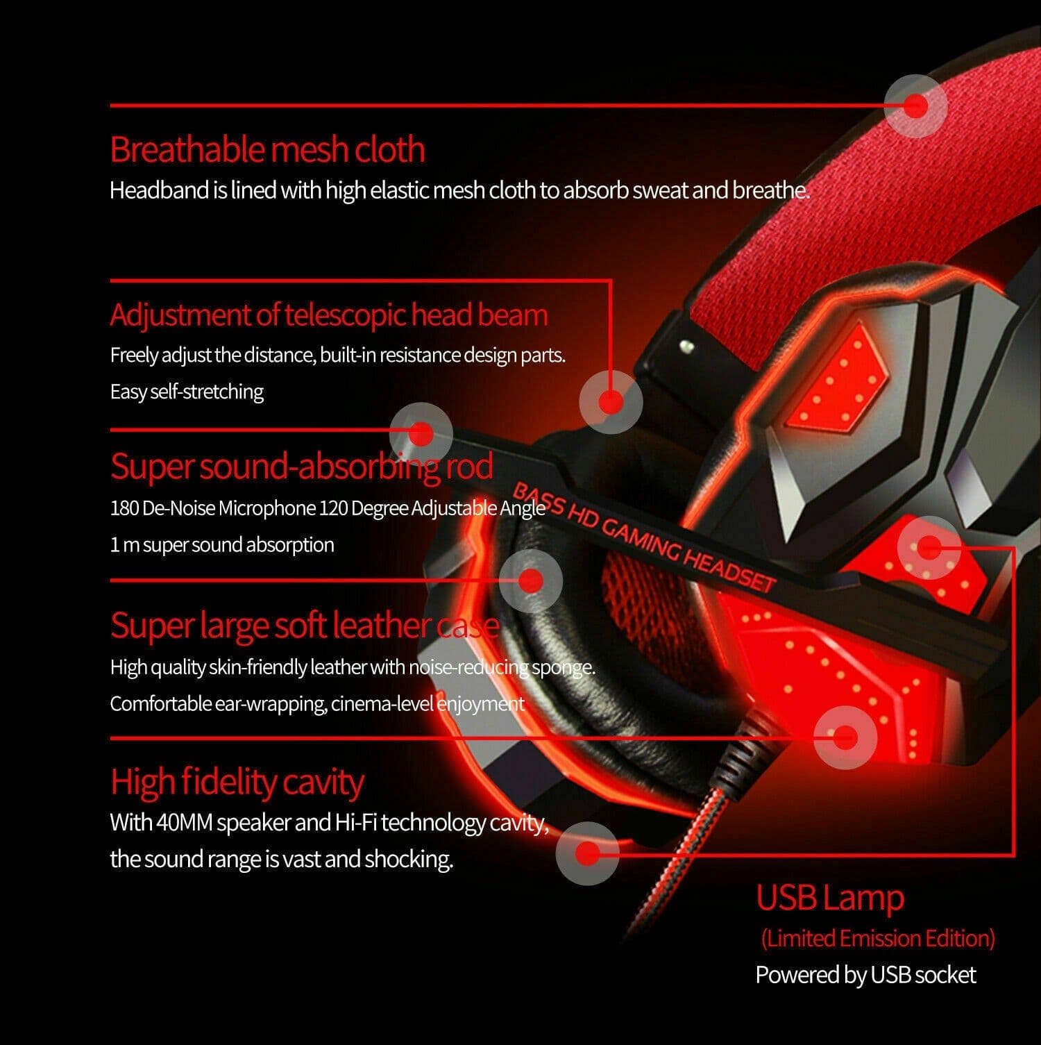 image-3.5mm Gaming Headset Mic LED Headphones Stereo Bass Surround For PC