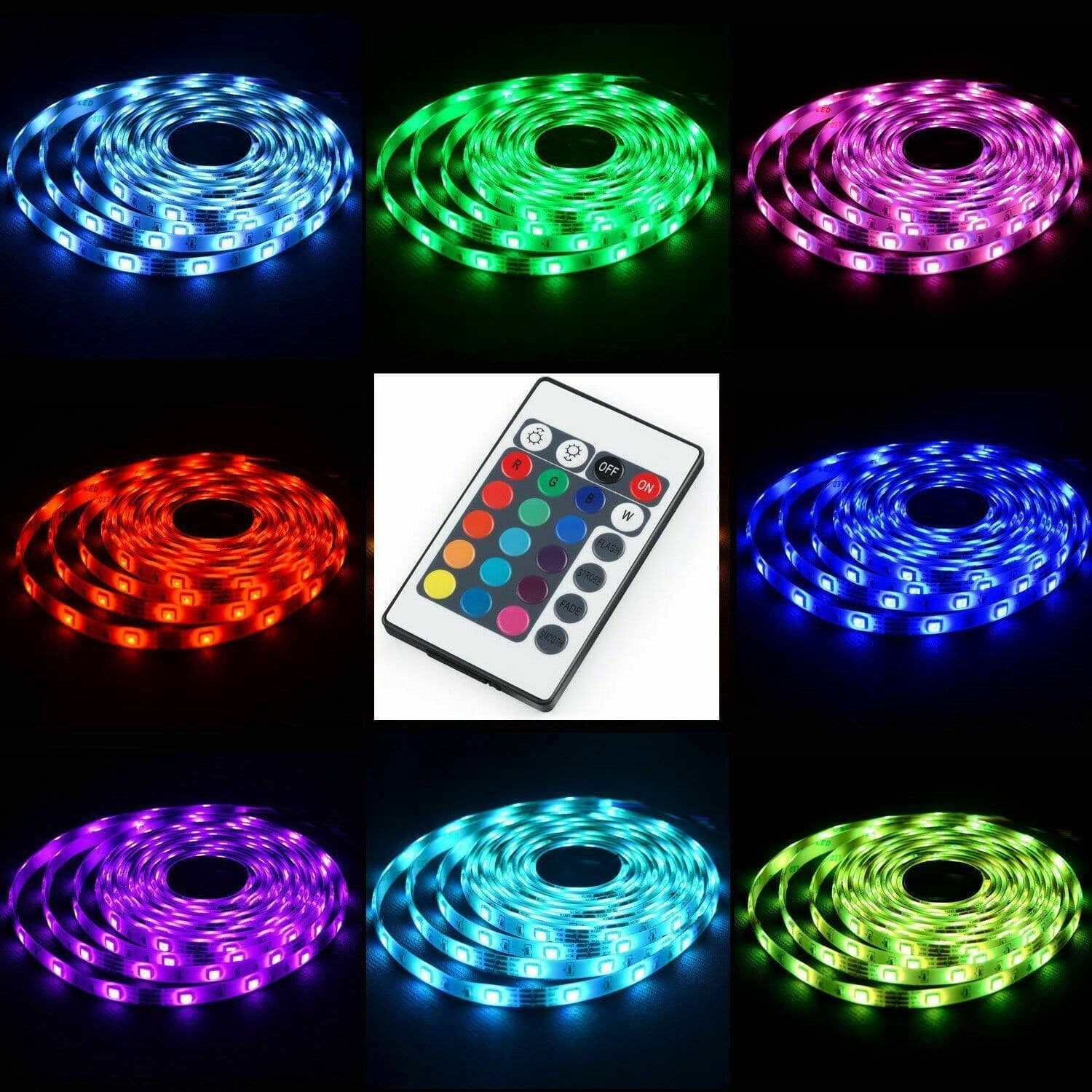 image-5V USB LED Strip Lights TV Back Light 5050 RGB Colour Changing with