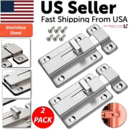 image-2Pcs Stainless Steel Latch Sliding Silver Doors Lock Keyless Door Bolt