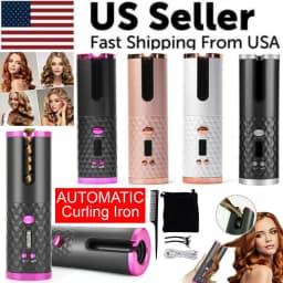 image-Hair Curler LCD Cordless Auto Rotating Waver Curling Iron Ceramic