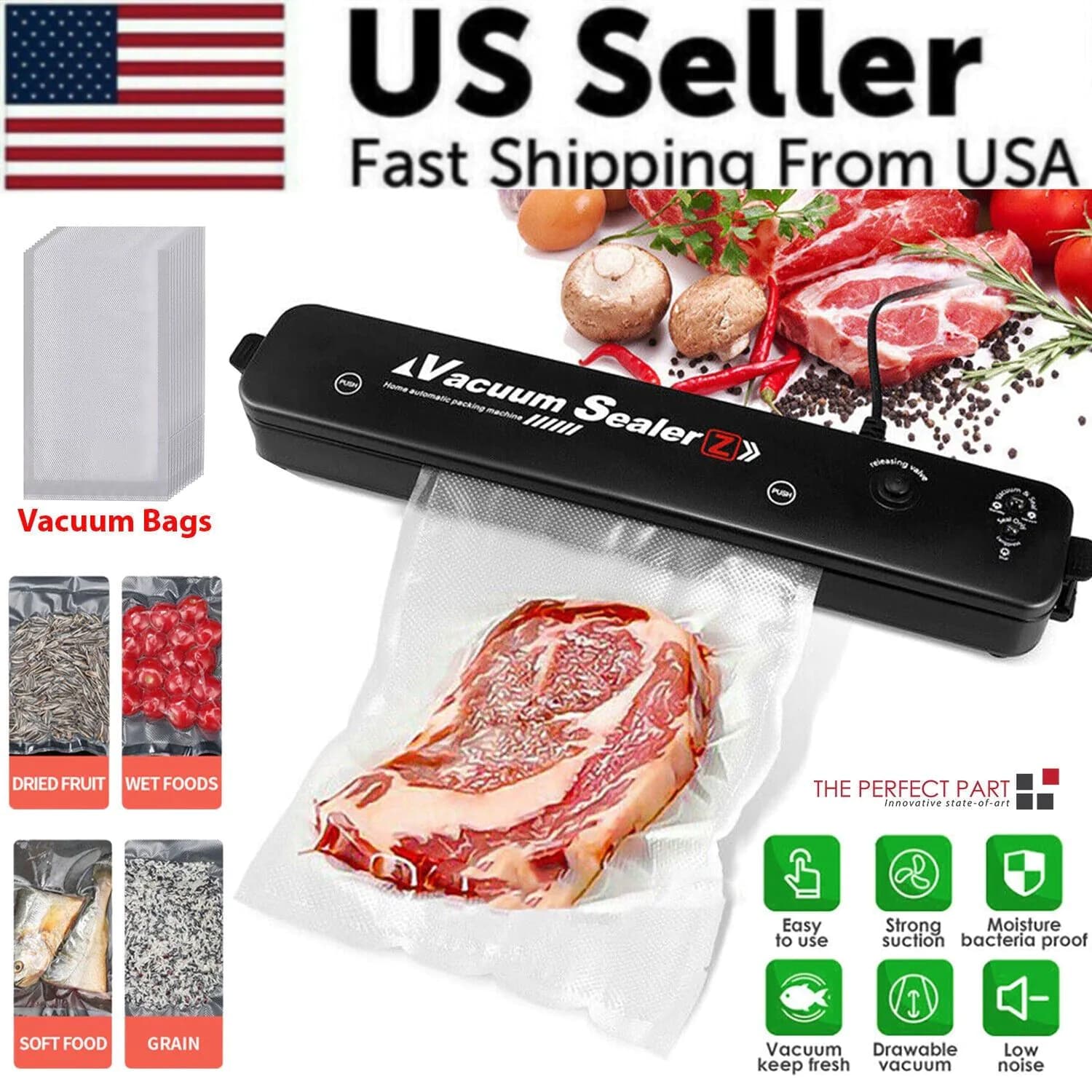 image-Vacuum Sealer Machine Food Preservation Storage Saver Automatic With
