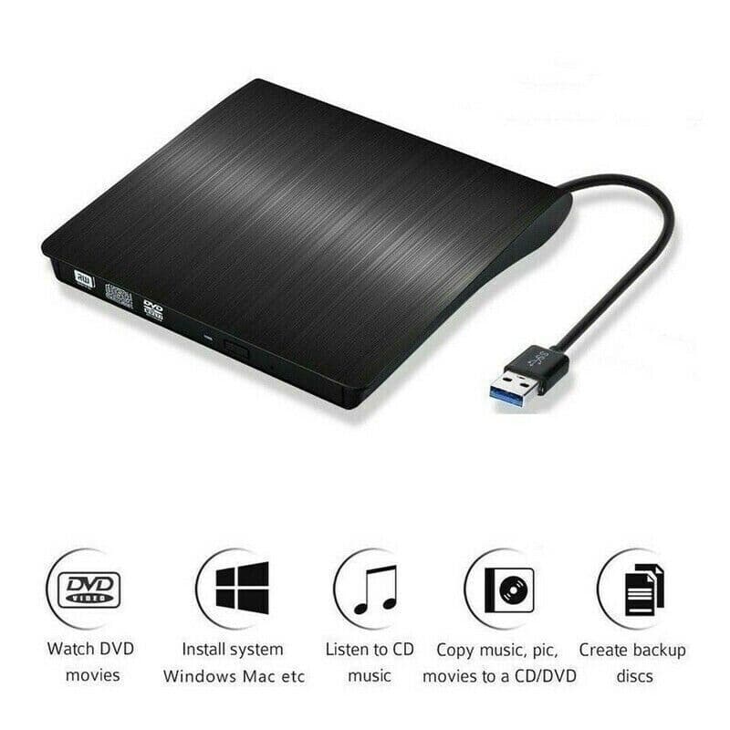 image-Slim External CD DVD RW Drive USB 3.0 Writer Burner Player Black For