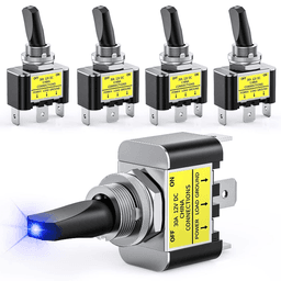 image-3Pcs 12V 30A Blue LED Light Toggle Rocker ON/OFF Switch 3Pin Marine