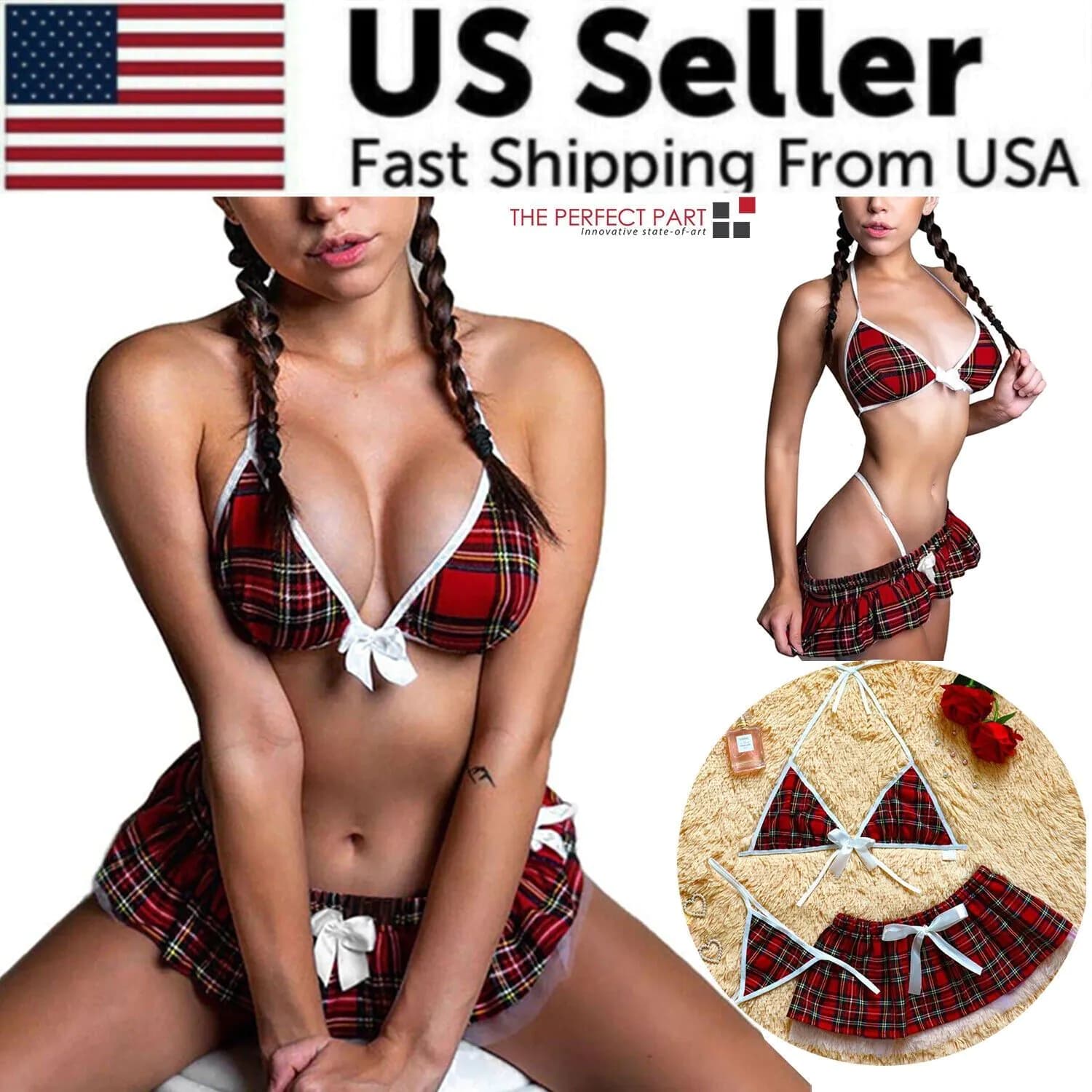 image-Sexy Lingerie School Girl Sleepwear Dress Nightwear Underwear Babydoll