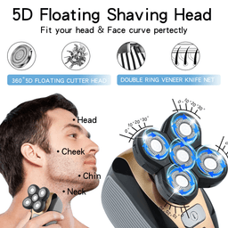 image-5-in-1 Rotary Electric Shaver 4D Rechargeable Bald Head Hair Beard