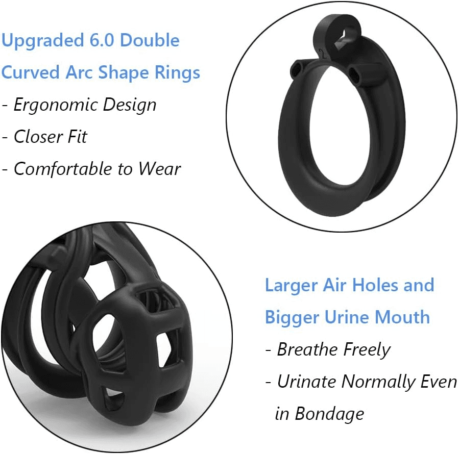 image-Male Chastity Cage Lock Device Kit W/ 4 Rings Virginity Device 5 Sizes