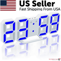 image-Digital 3D LED Big Wall Desk Alarm Clock Snooze 12/24 Hours Auto