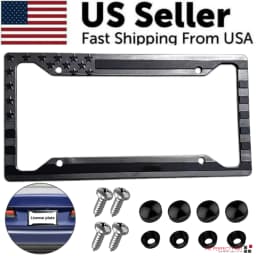 image-1X Black 3D USA American Flag License Plate Frame Holder Auto Car Tag