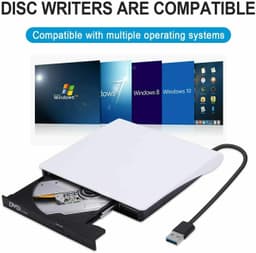 image-Slim External CD DVD Drive USB 3.0 Disc Player Burner Writer For
