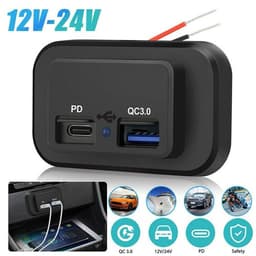 image-12-24V 4.8A Dual USB PD QC3.0 Car Boat RV Fast Charger Socket LED