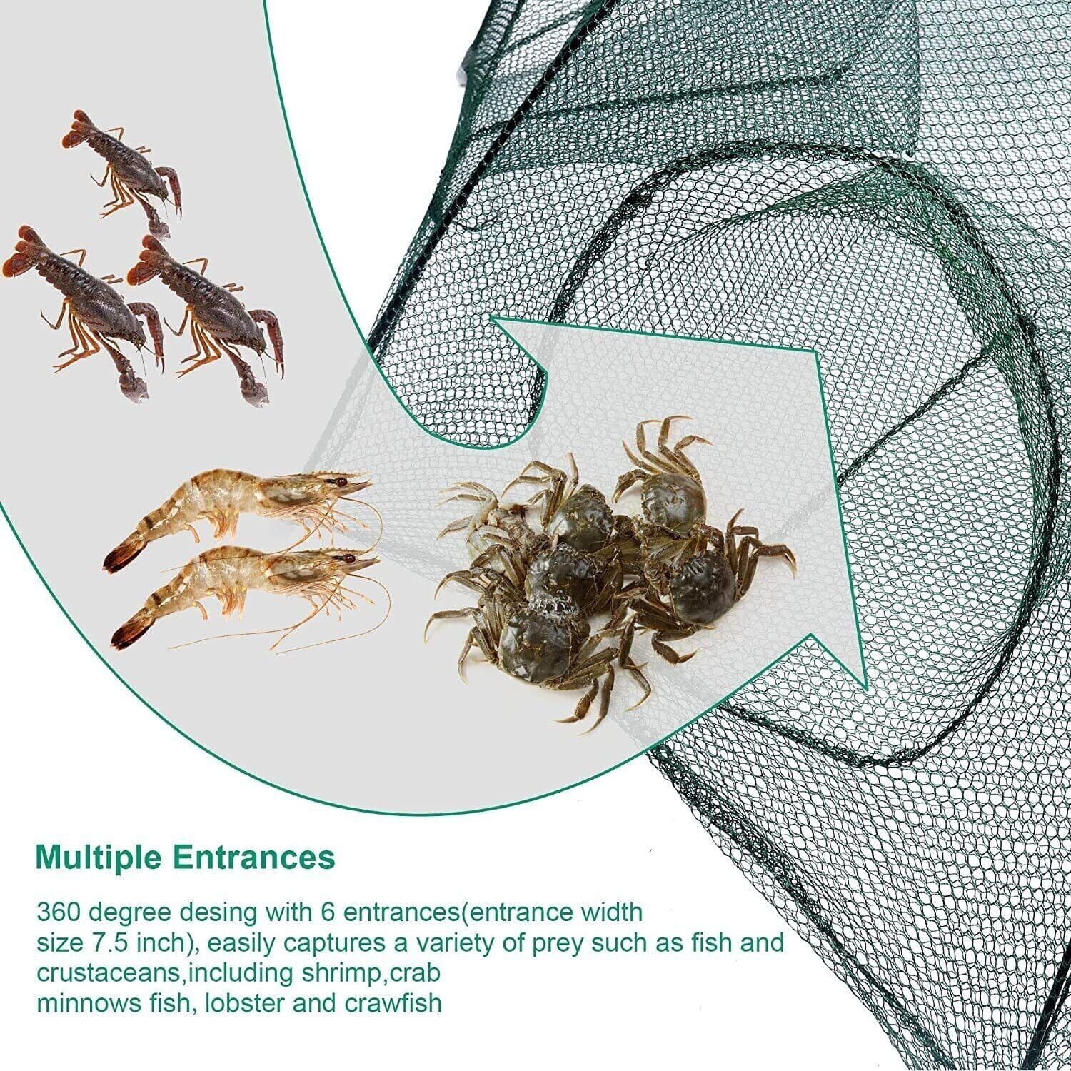 image-Fishing Bait Trap Crab Net Crawdad Shrimp Cast Dip Cage Fish Minnow