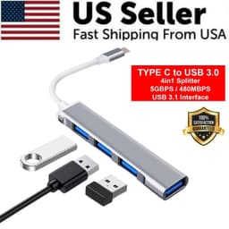 image-USB-C Type C to USB 3.0 4 Port Hub Splitter For PC Mac Phone MacBook