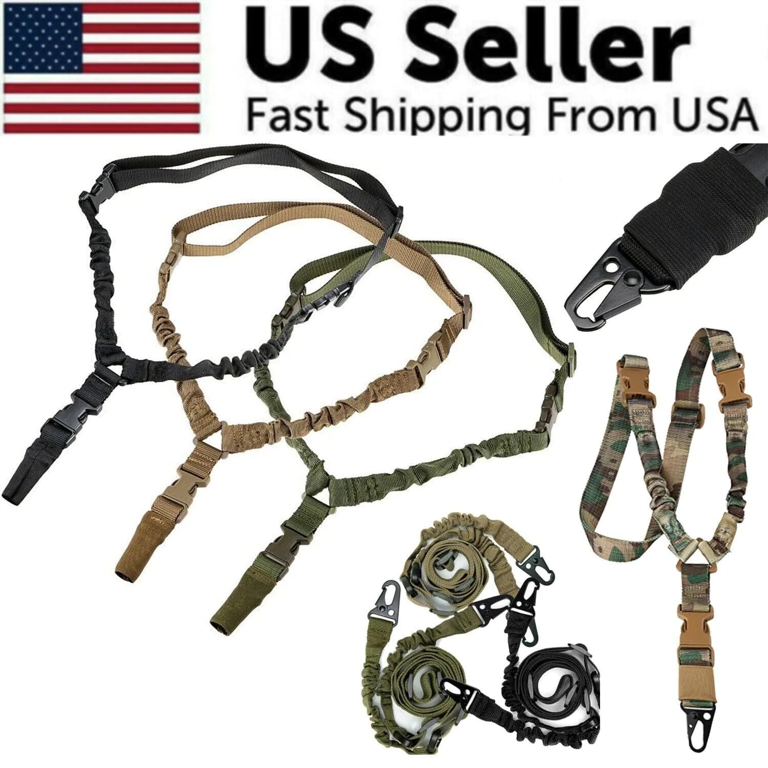 image-Heavy Duty Tactical Single Point Gun Rifle Sling Adjust & Quick Detach