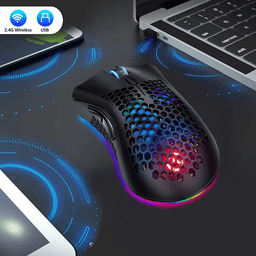image-Wireless Mouse Gaming Rechargeable Optical Mouse Cordless 7 Color LED