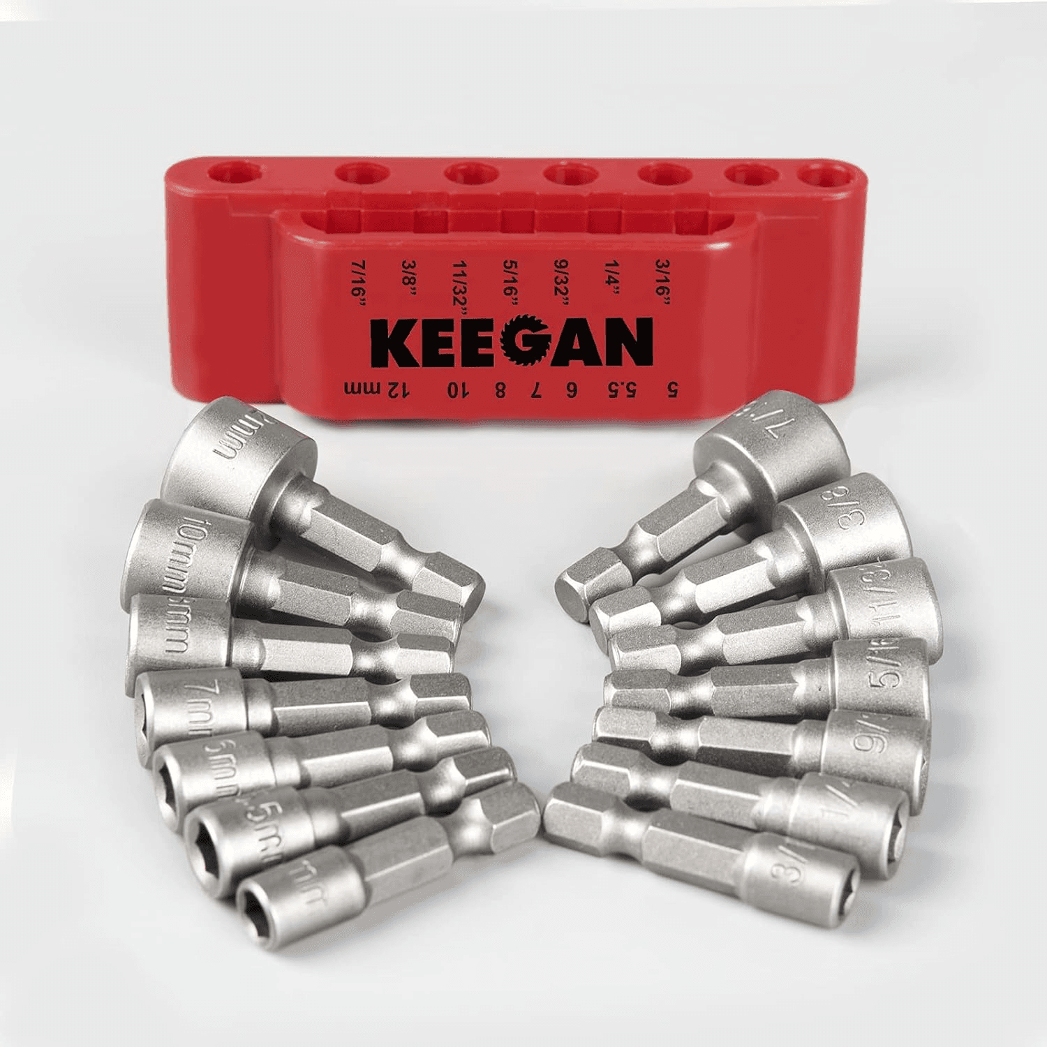 image-14 PCS Power Nut Driver Bit Set Quick Change MM & SAE Impact 1/4" Hex