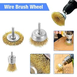image-2-Pack 3 Pcs Wire Brush Wheel Set Cup Drill Bit Rust Paint Attachment
