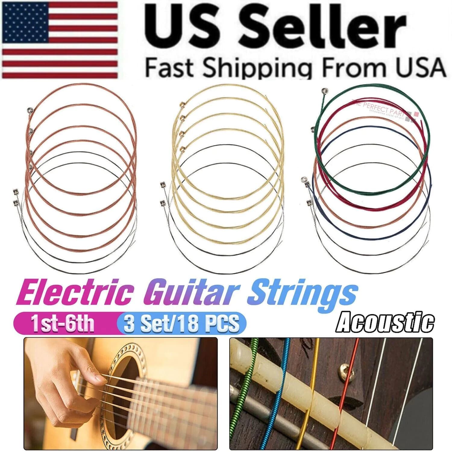 image-3 Sets of 6 Guitar Strings Replacement Steel String For Acoustic