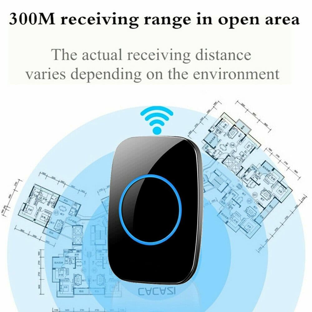 image-Wireless Doorbell Chime Waterproof Plugin Receiver Adjustable Volume