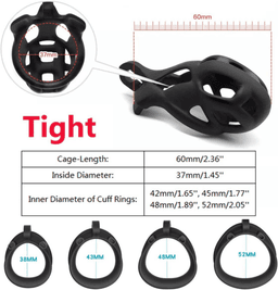 image-Male Chastity Cage Lock Device Kit W/ 4 Rings Virginity Device 5 Sizes