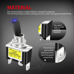 image-3Pcs 12V 30A Blue LED Light Toggle Rocker ON/OFF Switch 3Pin Marine
