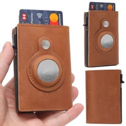 image-For Airtag Wallet Case Genuine Leather Credit Card Holder Magnetic Air