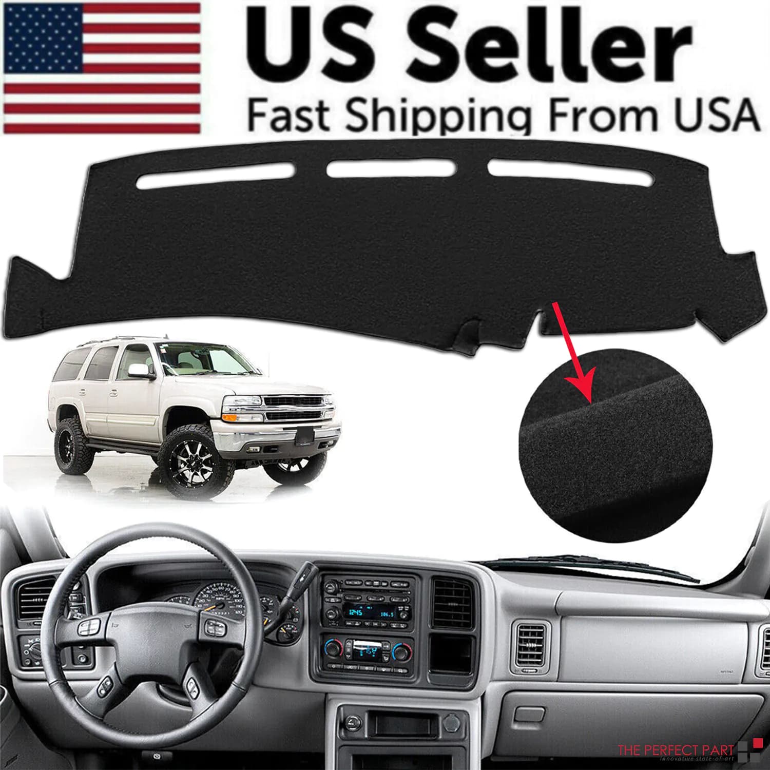 image-Car Dash Cover Mat Dashboard Pad for Chevy Silverado 1500 2500 Tahoe
