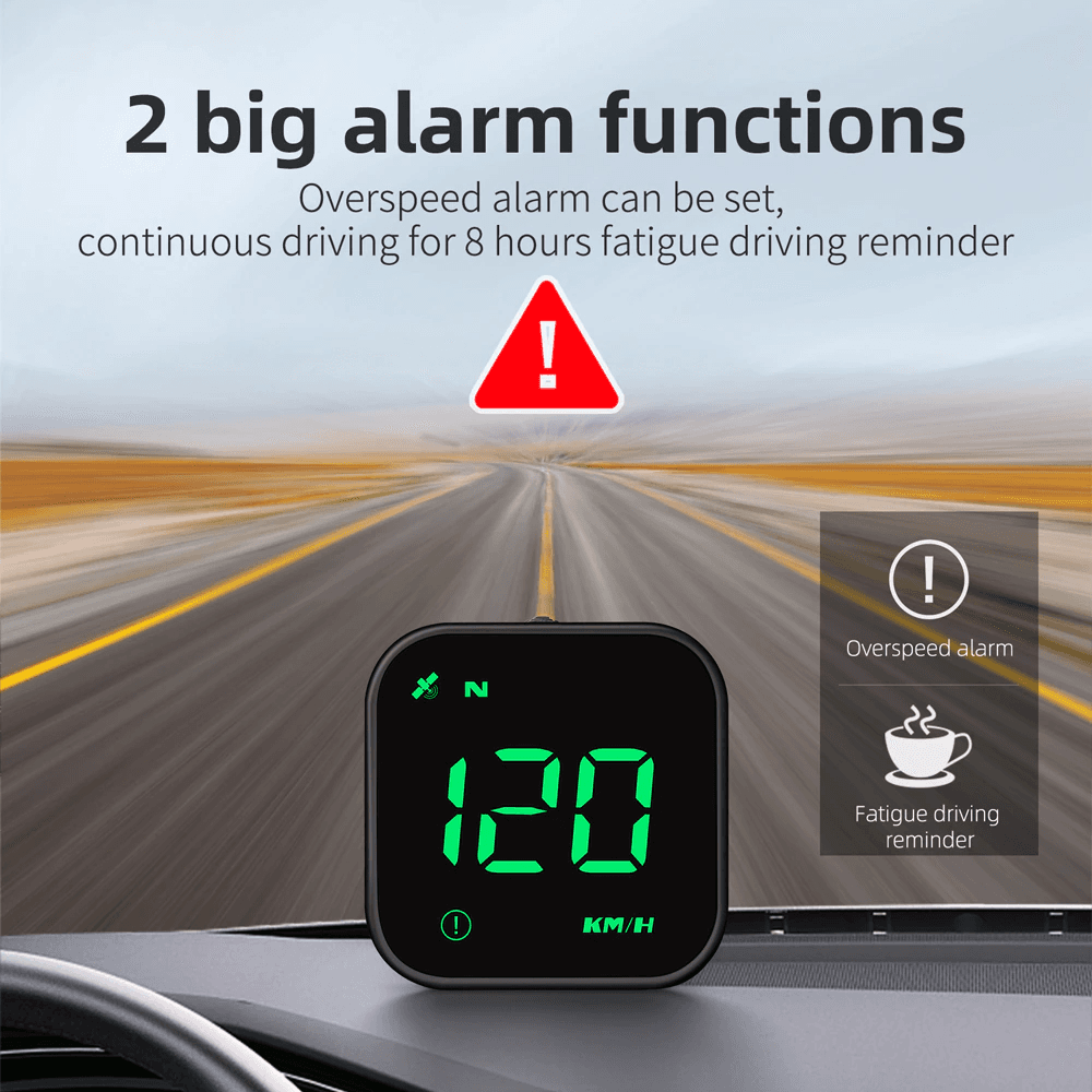 image-Digital Car HUD GPS Speedometer Head Up Display MPH KMH Compass