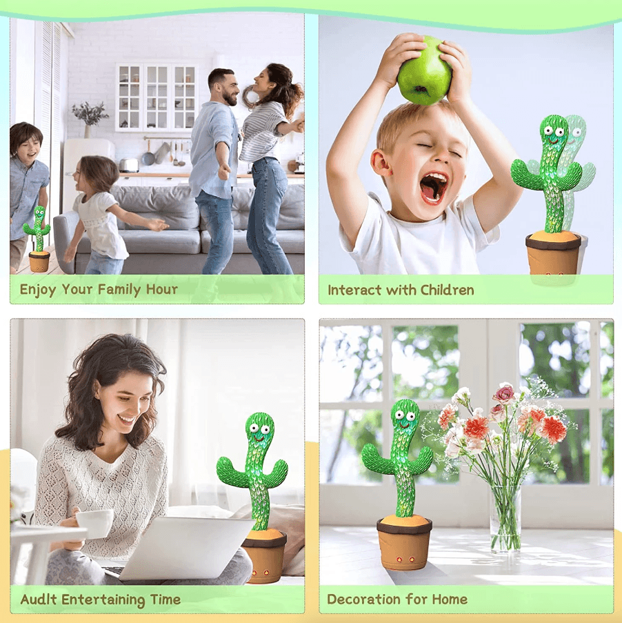 image-Dancing Cactus Plush Toy Doll Electronic Recording Shake With Song