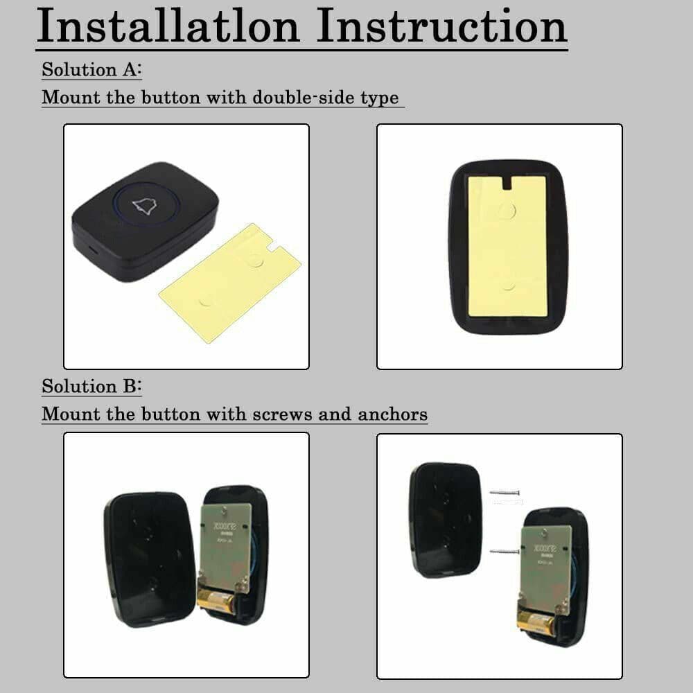 image-Wireless Doorbell Chime Waterproof Plugin Receiver Adjustable Volume