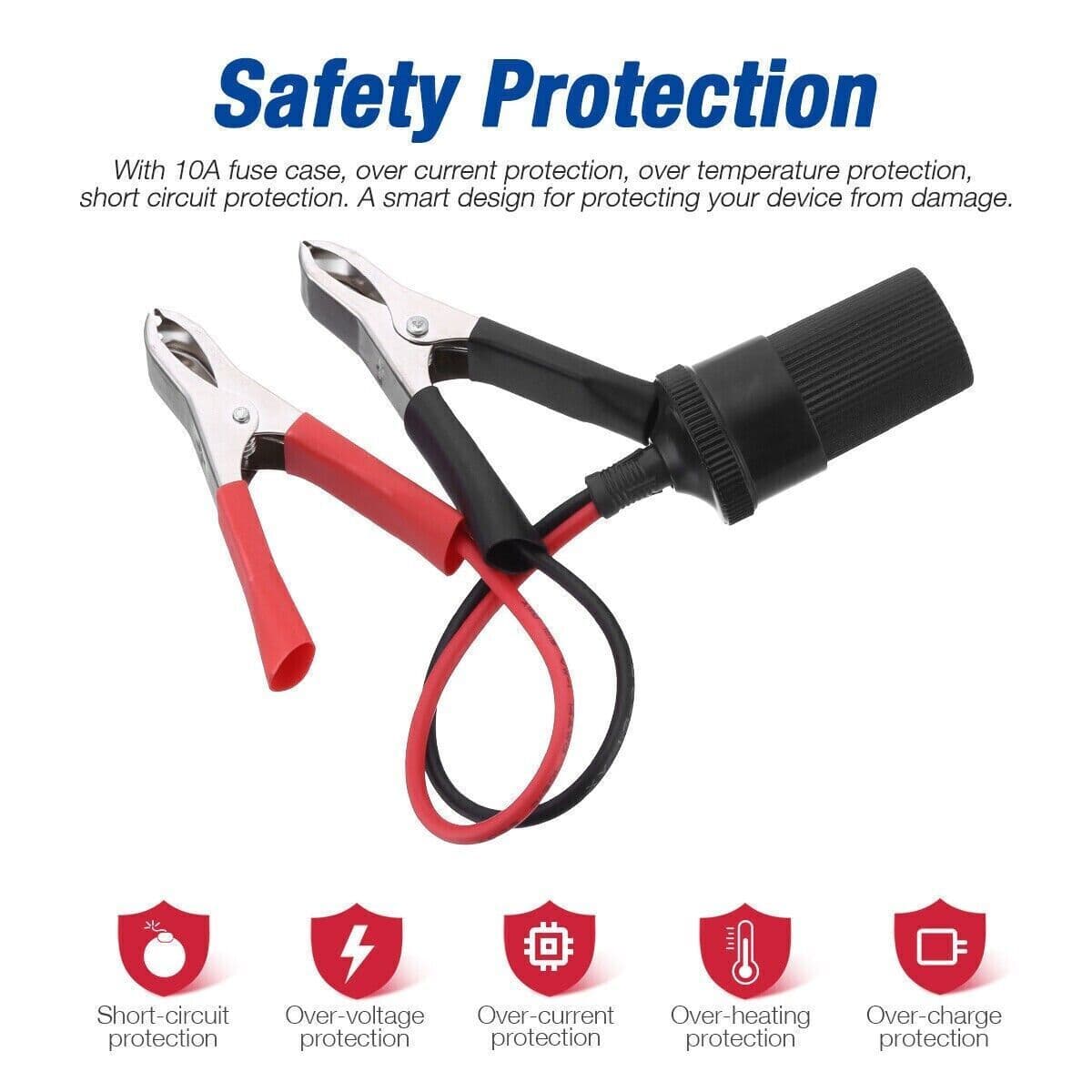 image-2PCS Car Battery Alligator Clamp Clip Cigarette Lighter Power Adapter