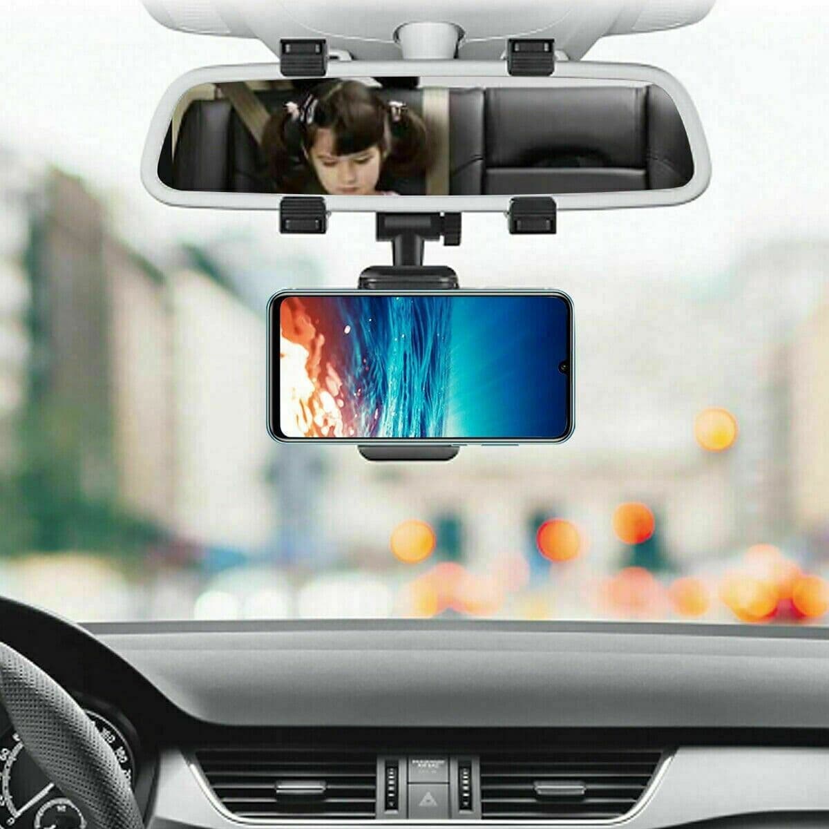 image-Universal 360 Rotation Car Rear View Mirror Mount Stand GPS Cell Phone