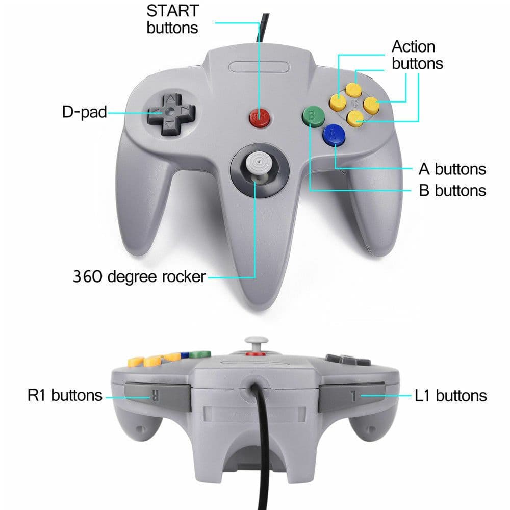 image-New Wired Controller Joystick Compatible With Nintendo 64 N64 Video
