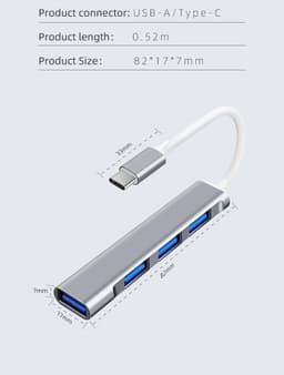 image-USB-C Type C to USB 3.0 4 Port Hub Splitter For PC Mac Phone MacBook