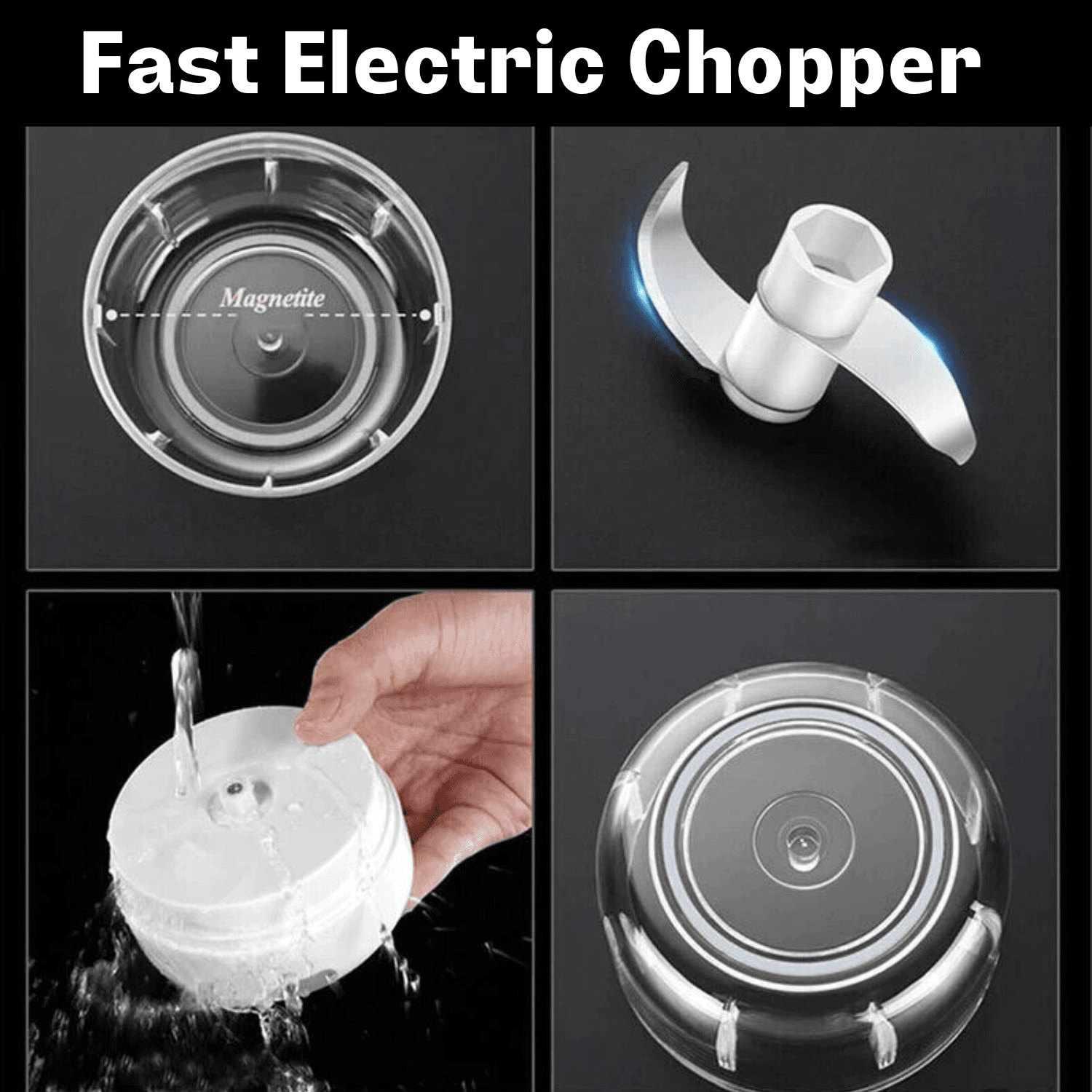 image-Electric 300ML Garlic Press Chopper Chili Onion Fruits Meat Mincer