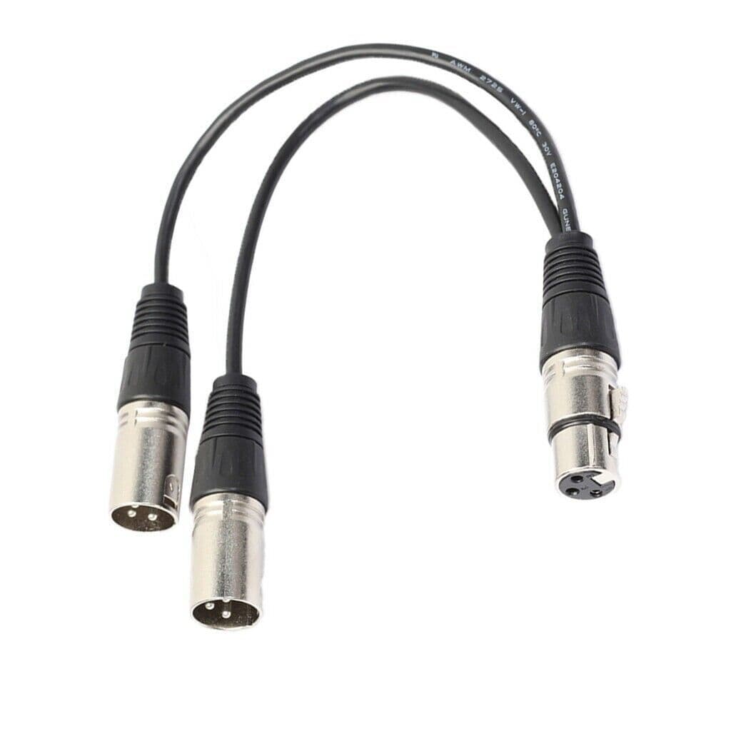 image-3Pin XLR Female Jack To Dual 2 Male Plug Y Splitter Cable Adapter
