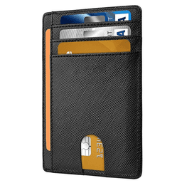 image-Mens Leather Slim Wallet Credit Card Holder RFID Blocking Pocket ID