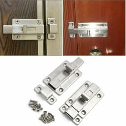 image-2Pcs Stainless Steel Latch Sliding Silver Doors Lock Keyless Door Bolt