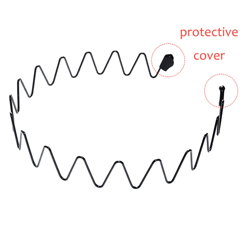 image-6Pcs Metal Hair Headband Wave Style Hoop Band Comb Sports Hairband Men