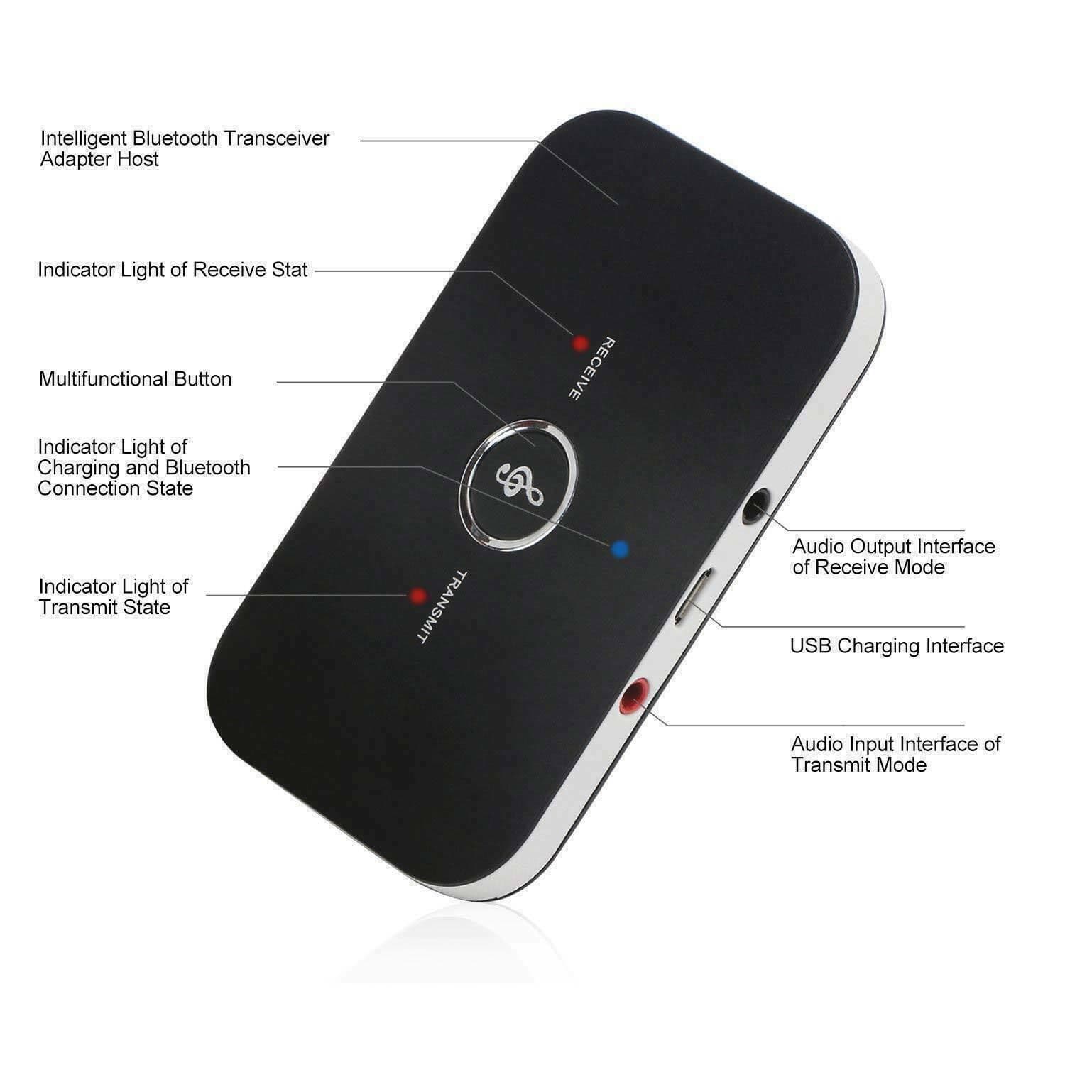 image-Bluetooth 5.0 Transmitter Receiver 2 IN 1 Wireless Audio 3.5mm Jack