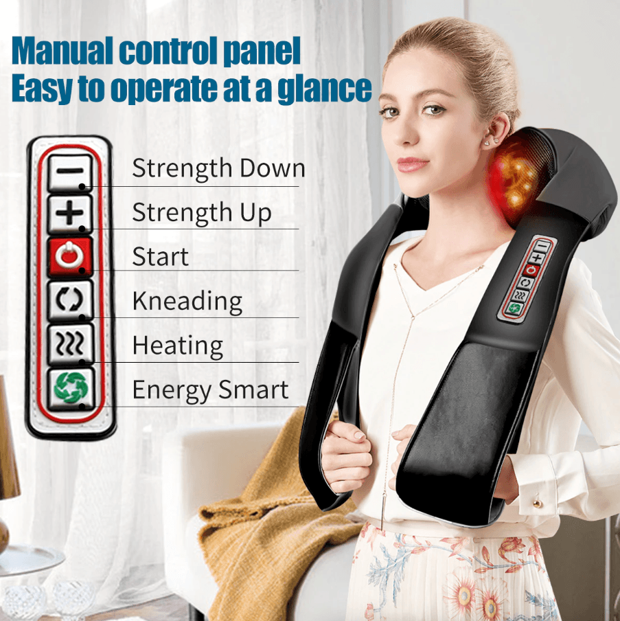 image-Shiatsu Back Neck and Shoulder Massager with Heat Deep Tissue 3D