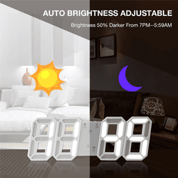 image-Digital 3D LED Big Wall Desk Alarm Clock Snooze 12/24 Hours Auto
