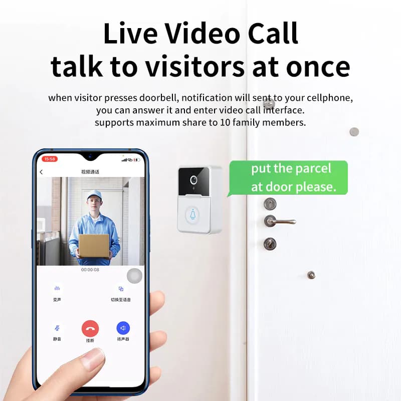 image-Wireless Security Smart WiFi Doorbell Intercom Video Camera Door Ring