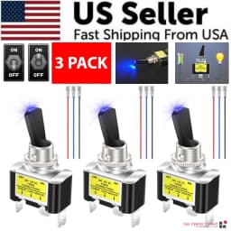 image-3Pcs 12V 30A Blue LED Light Toggle Rocker ON/OFF Switch 3Pin Marine