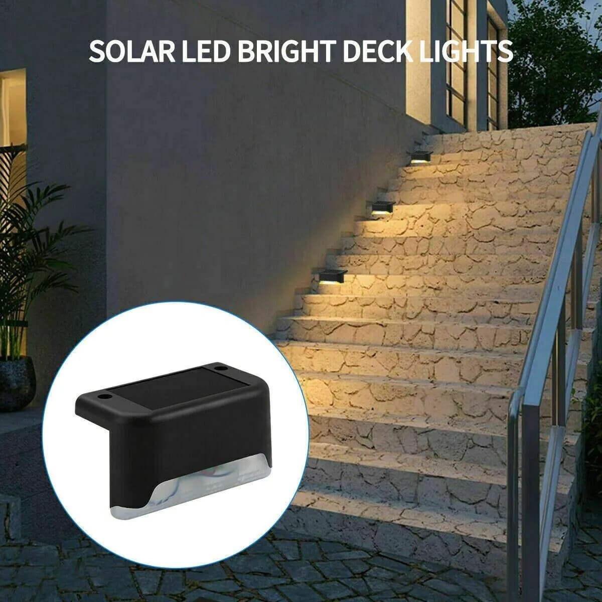 image-8 Pack New Solar Deck Lights Outdoor Waterproof LED Steps Lamps For