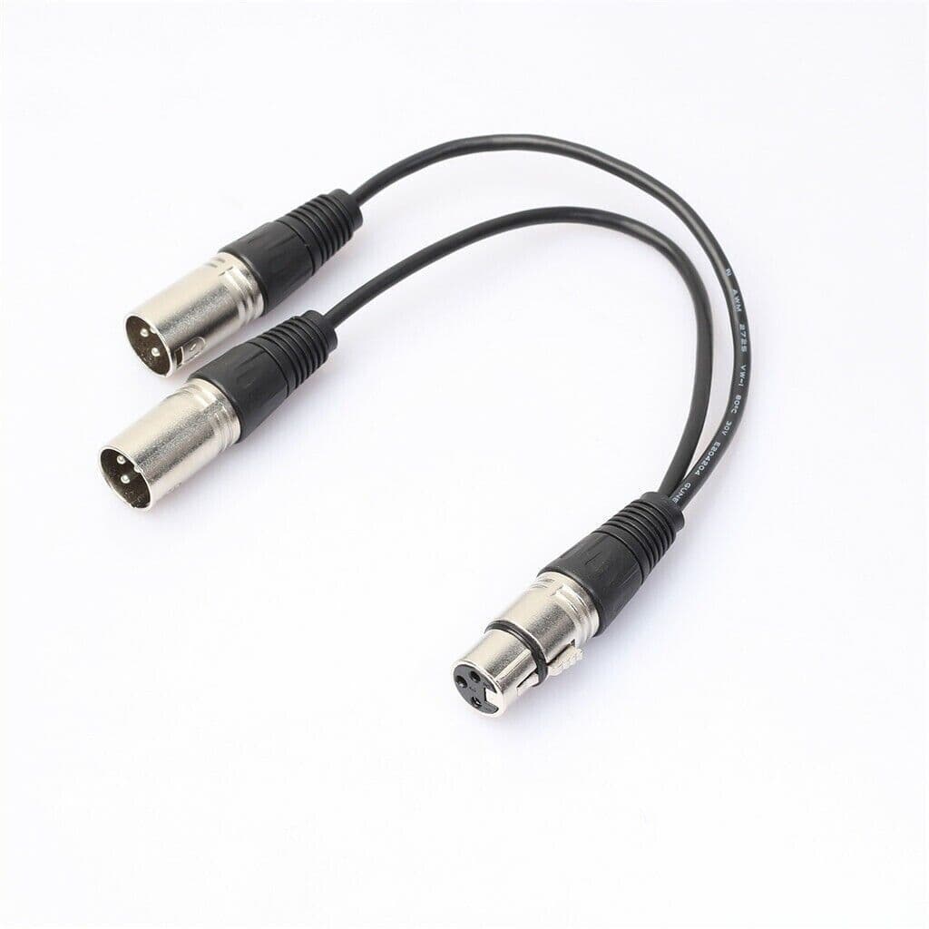 image-3Pin XLR Female Jack To Dual 2 Male Plug Y Splitter Cable Adapter