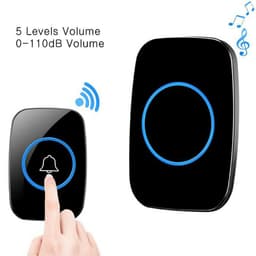image-Wireless Doorbell Chime Waterproof Plugin Receiver Adjustable Volume