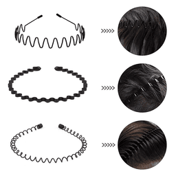 image-6Pcs Metal Hair Headband Wave Style Hoop Band Comb Sports Hairband Men
